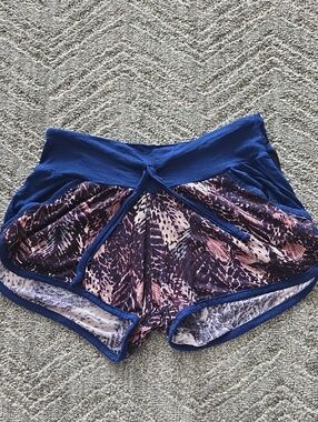Women’s Blue Printed Lounge Shorts with Drawstring Waist